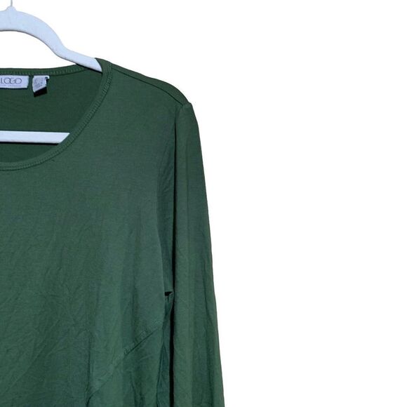 LOGO By Lori Goldstein Womens Size Medium Green Layered Asymmetrical Tunic - Picture 3 of 7